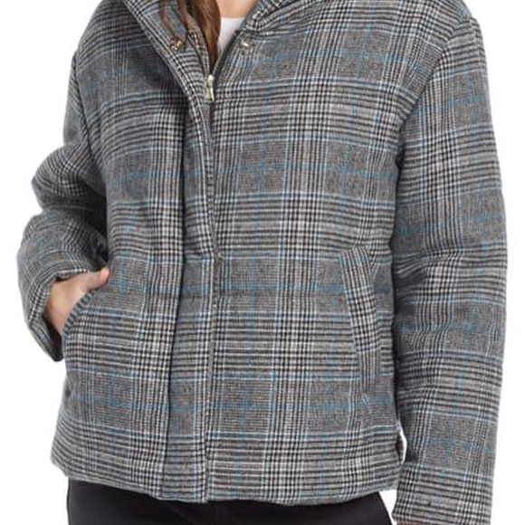 Something Navy Plaid Super Puff jacket NWT - Picture 5 of 6
